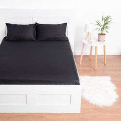 Этель / Bed sheet 220 * 235 cm, dark gray, 100% cotton, mako satin, 125 g / m²