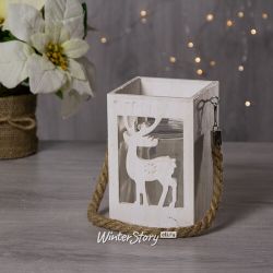 Kaemingk / Wooden candlestick Forest Fairy Tale - Deer 15 * 10 cm light wood