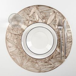 Доляна / Doliana / Set of kitchen napkins "Leaves", 38 × 38 cm, 4 pcs, gold color