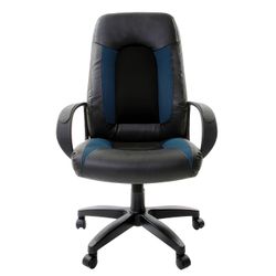 BRABIX Office Chair "Strike EX-525", eco-skin black/blue, grey fabric, TW
