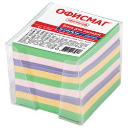 ОФИСМАГ / Bloque para notas en soporte transparente, cubo 9x9x9 cm, color