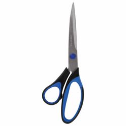 Tijeras BRAUBERG "Office-Expert", 216 mm, inserciones de goma, azul-negro, afilado de 3 caras, blister