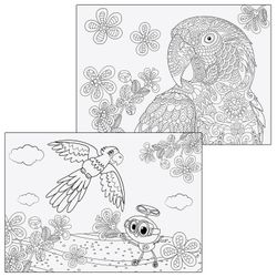 ЮНЛАНДИЯ / Sketchbook "Exotic" (2 types), 24 sheets A4, 202x285 mm, staple, cardboard cover, with coloring