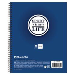 BRAUBERG / Notebook A5, 48 sh., EKO, tarak, kafes, karton kapak, SPOR / 10 adet.
