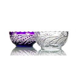 Гусевской Хрустальный завод / Crystal salad bowl "Still life" purple
