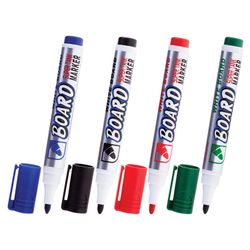 Rotuladores para pizarra blanca CROWN, SET 4 uds., SURTIDOS, "Multi Board", redondos, 3 mm