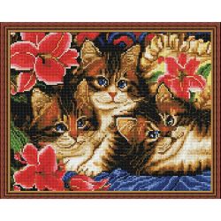 Опт-картина / mosaico de diamantes 40x50, strass redondos Gatinhos engraçados