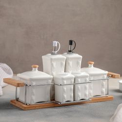 Доляна / Doliana / Set for spices and sauces “Estet. Venice ", 6 items: salt shaker 100 ml, can 200 ml, bottle 200 ml, on a stand