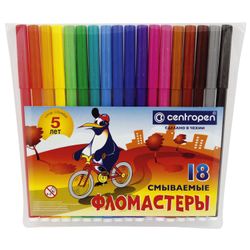 CENTROPEN markers, 18 colors, "Penguins", washable, ventilated cap, polibeg