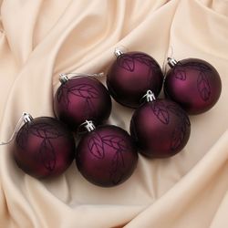 Зимнее волшебство / Set of balls d-8 cm 6 pcs "Leaves"