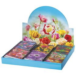 BRAUBERG / Notebook SMALL FORMAT (93x135 mm) A6, 50 sheets, comb, plastic 3D-cover, without ruling "Flowers" assorted