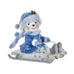 Kurts Adler / Weihnachtsbaumspielzeug "Mädchen-Schneemann auf Schlitten", 9 cm