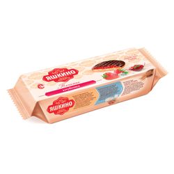 YASHKINO / Cookies "Strawberry", butter, with biscuit, jam and chocolate icing, 137 g