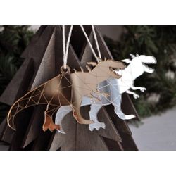 Ленивые Бобры / Lazy Beavers / Set of mirror Christmas tree decorations "Dinosaurs" in a gift box