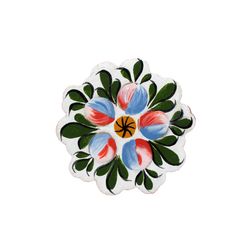 Волховская роспись / Volkhov painting / Small brooch with magnetic fastener "Petal rosette"