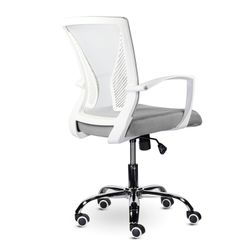 Armchair BRABIX "Wings MG-306", plastic white, chrome, mesh, gray