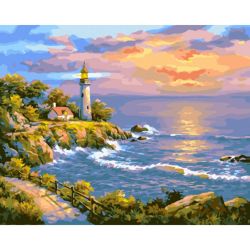 Опт-картина / Malen nach Zahlen 40x50 Leuchtturm