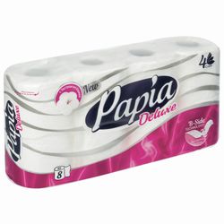 PAPIA / Toilet paper DELUXE white, 4-ply (8x16 m), 8 pcs.