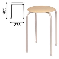 STOOL RS01-T011B, silver frame, beige leather