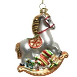 Kaemingk / Albero di Natale in vetro Cavallo a dondolo con regali 12 cm, ciondolo