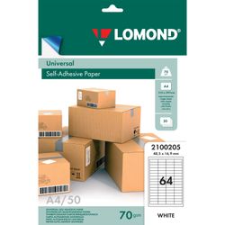 Self-adhesive label 48,5x16,9 mm, 64 labels, white, 70 g/m2, 50 sheets, LOMOND