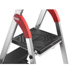 Stepladder 4 steps L100 TopLine, Alu, with tray and pull-out handle, Hailo