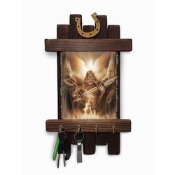 Универсальный свиток / Universal scroll / Key holder wooden wall handmade "Sacred fire"