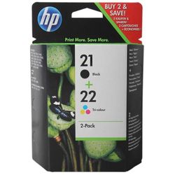 Cartucho jato de tinta HP 21 + 22 SD367AE multicolor / preto x2up. para HP DJ 3900 / D1400 / D1500