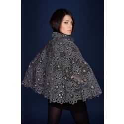 Снежинка / Snowflake / Pelerine women's lace elongated flared