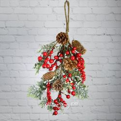 Kaemingk / Duvardaki iğne yapraklı dekorasyon Berry Lyrica 45 cm