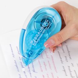 Correction tape BRAUBERG "Maxi", extended length 5 mm x 25 m, white/blue hull, blister