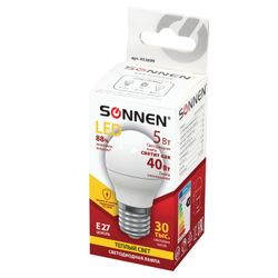 SONNEN / LED lamp 5 (40) W, E27 base, ball, warm white light, LED G45-5W-2700-E27