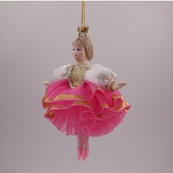 Потешный промысел / Christmas tree toy from porcelain "Ballerina in a pink dress"