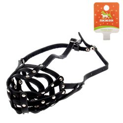Пижон / Dude / Muzzle leather mesh with a bridge No. 4 Rottweiler, DN 9 cm, OM 34 cm, mix