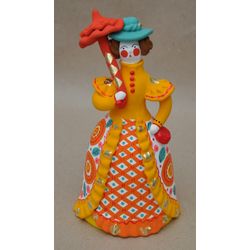 Дымковская глиняная игрушка / Figurine "City Lady with a Red Umbrella"
