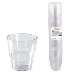 ЛАЙМА / Disposable glasses 200 ml, SET 50 pcs., Transparent, "CRYSTAL", PS, cold / hot