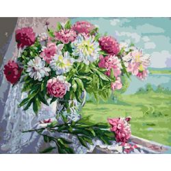 Опт-картина / Malen nach Zahlen 40x50 Blumenstrauß am Fenster