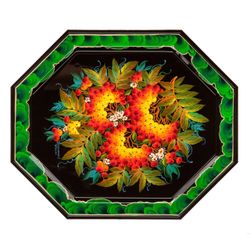 Сувениры из Н.Тагила / एन। टैगिल / ट्रे से स्मृति चिन्ह "अष्टकोणीय। मैलाकाइट में रोवन", 30x25 सेमी