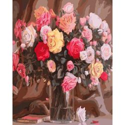Опт-картина / Pintura por números 40x50 Rosas multicoloridas