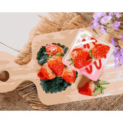 Опт-картина / Peinture par numéros 40x50 Petit déjeuner fraise