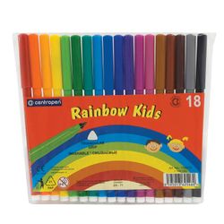 Pennarelli CENTROPEN "Rainbow Kids", 18 colori, lavabili, ergonomici, cappuccio ventilato