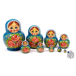 Семеновская роспись / Katyusha - booklet matryoshka, 10 dolls - unconventional