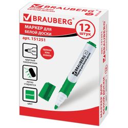 Marker for whiteboard BRAUBERG SOFT, GREEN, rubber insert, round tip, 5 mm
