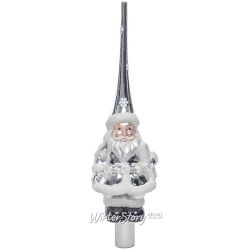 Kaemingk / Christbaumspitze Santa - Christmasville Collection 28 cm, silber, Glas