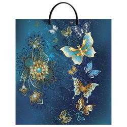Bag with a plastic handle LDPE, 44x40 cm, "Golden Butterflies", 100 microns
