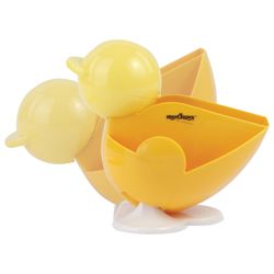 Children's stationery set ONLANDIA "CHICKEN", 4 pieces: stand, ruler with paper clips, scissors, eraser, color yellow, blister