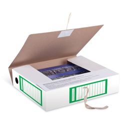 The archive folder with tie A4 (325х260 mm), 75 mm, up to 700 sheets, dense, micro corrugated cardboard, GREEN, BRAUBERG