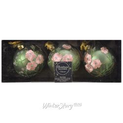 Kaemingk / Set di palline di vetro Antoinette 8 cm, 3 pz, salvia