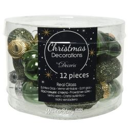 Kaemingk / Set di decorazioni per l'albero di Natale in vetro Verde irlandese 4-5 cm, 12 pz, ciondolo