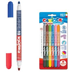 The markers are double-sided CARIOCA (Italy) "Bi-color", 6 pieces (12 colors), superspyware, ventilated cap